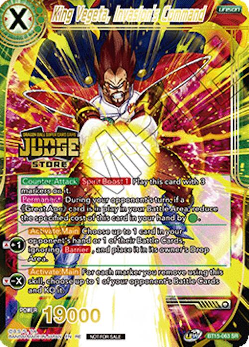King Vegeta, Invasion's Command (Judge Pack Vol.18) (Store) (BT15-063) [Judge Promotion Cards]