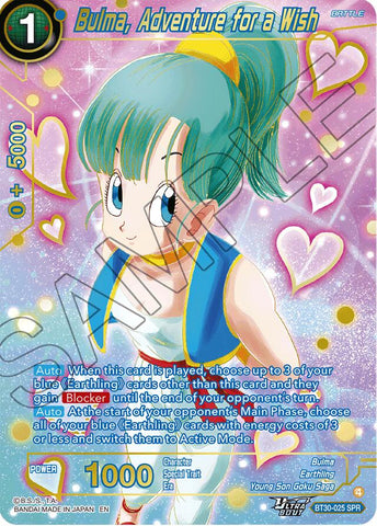Bulma, Adventure for a Wish (SPR) (BT30-025) [Three Glorious Fighters]