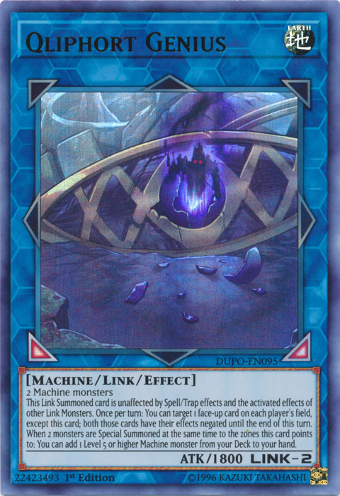 yugioh qli cards Qliphort Genius [DUPO-EN095] Ultra Rare Once per turn Chip Size:Full Cover (No Chip) OTS TOURNAMENT PACK 17 Hyper Rare